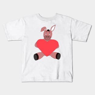 Cute donkey holding heart shape Kids T-Shirt